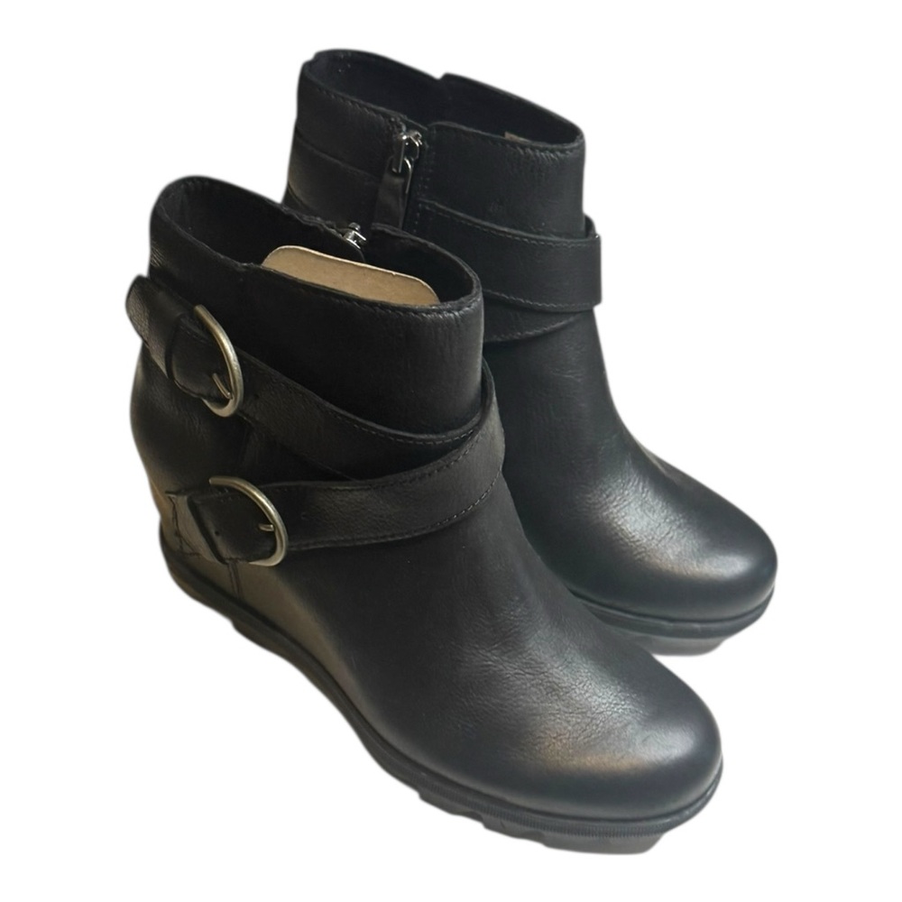 NWT Sorel Joan Of Arctic Women's 9.5 Black Ankle Boots leather - Picture 8 of 9